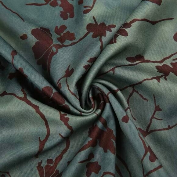 NEW Midi Skirt Sz.M Green Floral Stretch Pull-On Style Fairy Grunge Y2K 90s Boho - Picture 10 of 11